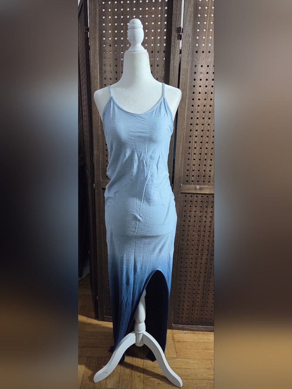 Pook & Sebastian light- to-dark - blue ombre maxi slip dress